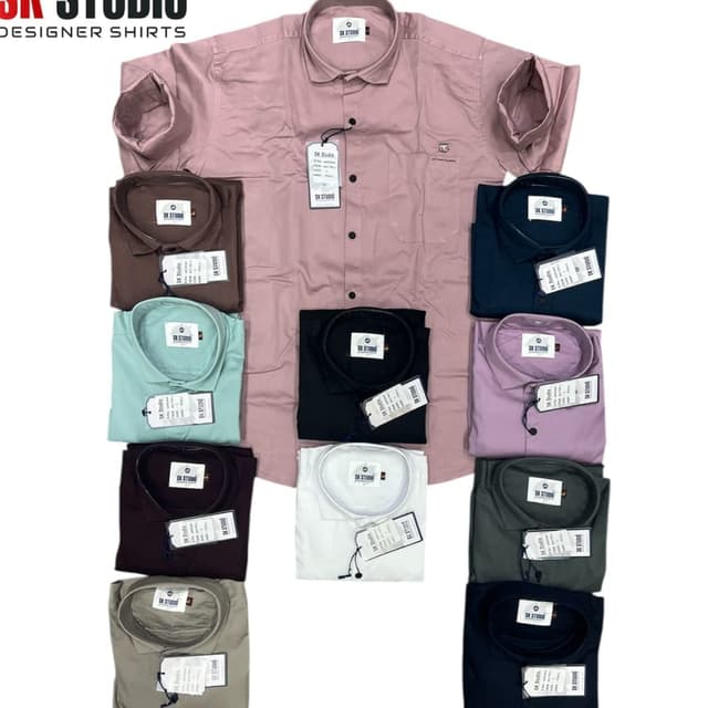 Various solid colors including pink, brown, mint green, black, white, purple, grey, and navy blue Shirt