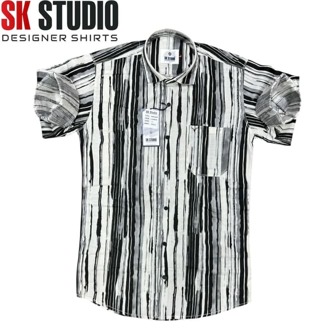 Black, White, Gray Shirt