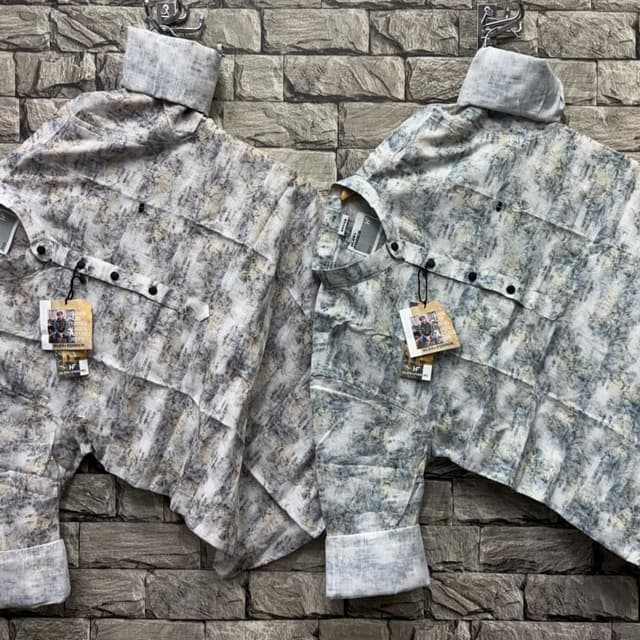 Grays, white, with hints of green and beige Shirt