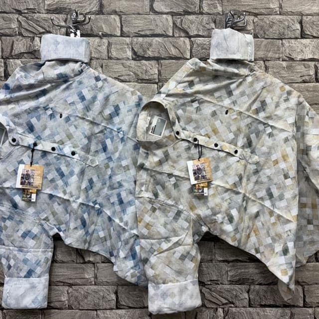 Blue, White, and Beige Shirt