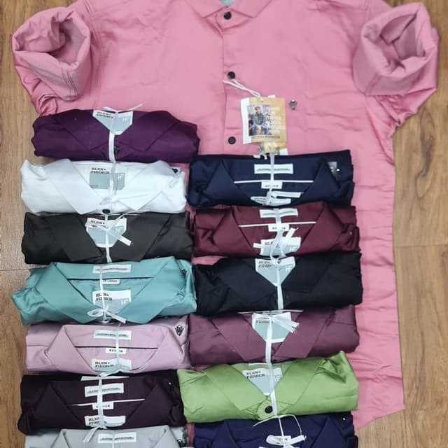 Pink, Various colors like white, navy blue, maroon, black, sea green, light pink, dark purple, and green Shirt