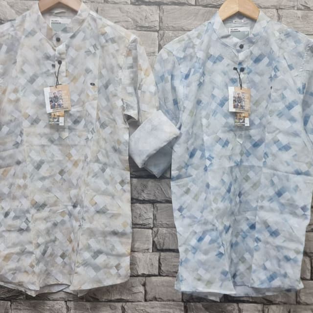Light Blue and White, or Cream and Beige with a geometric pattern Shirt