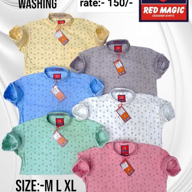 Yellow, Gray, Blue, White, Green, Pink Shirt