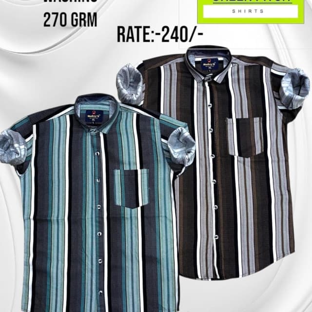 Black, Brown, White, and Blue-Green striped variations Shirt