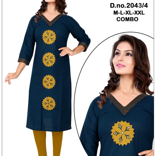 Teal and Mustard Yellow Kurti