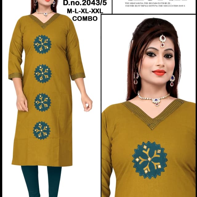 Mustard Yellow and Teal Kurti