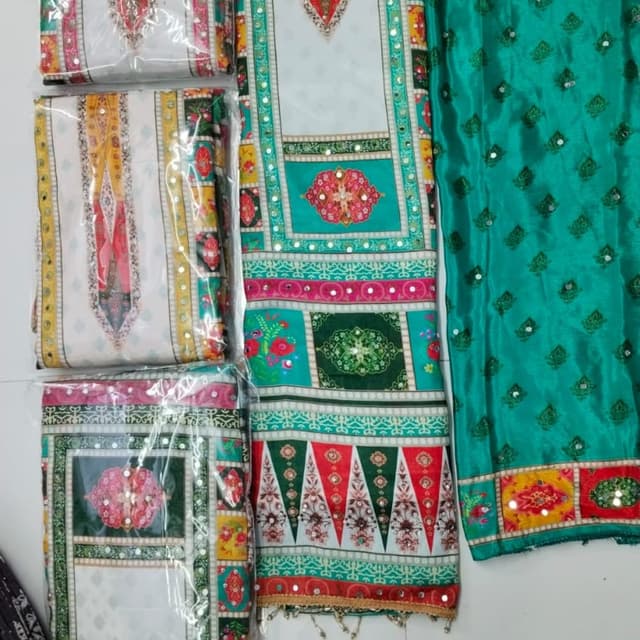 White, Teal, Pink, Red, Green, Yellow Unstitched Suit