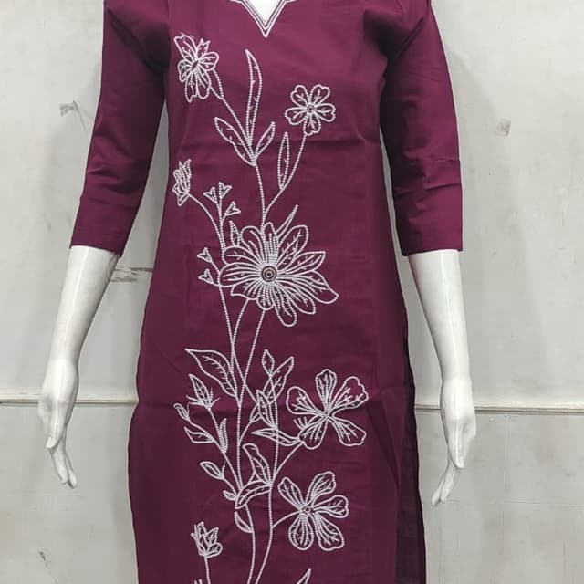Burgundy with White Kurti