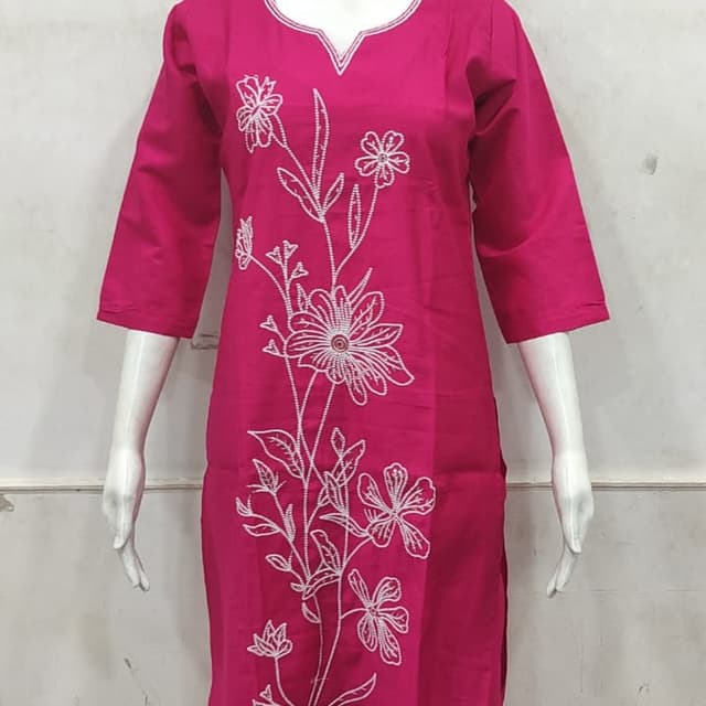 Magenta and White Kurti