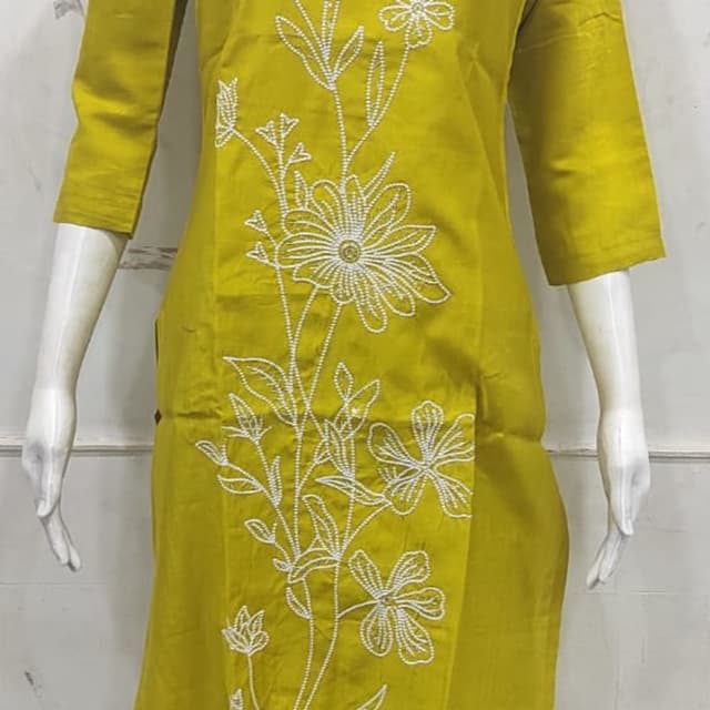 Lime Green and White Kurti
