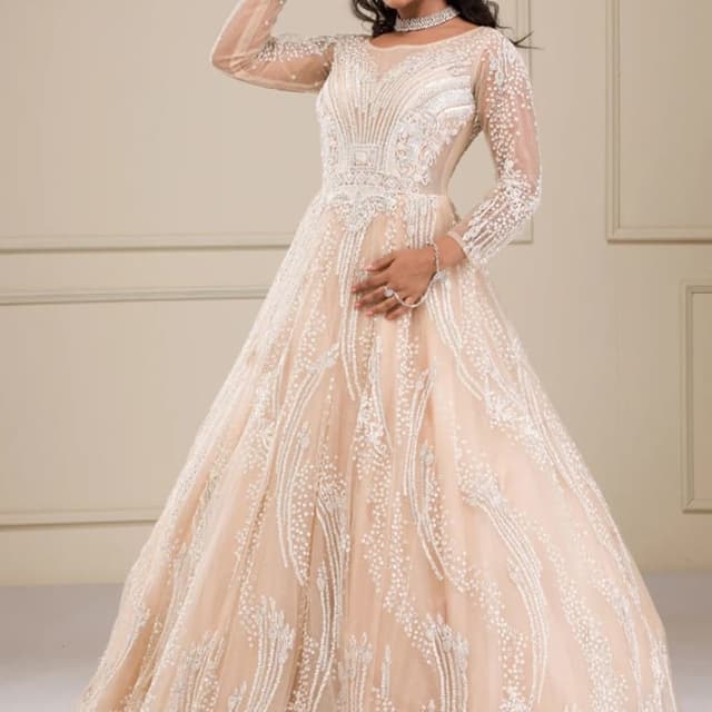 Champagne and White Dress