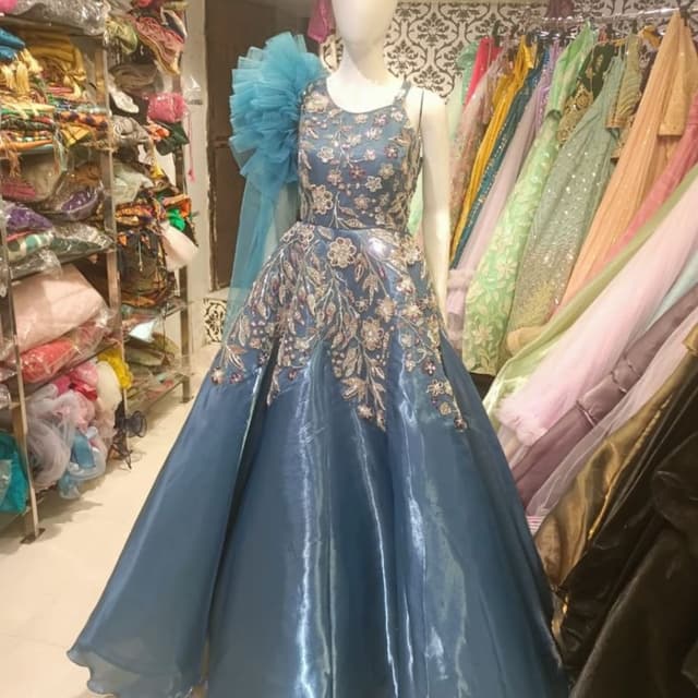 Blue, Silver, Beige Dress