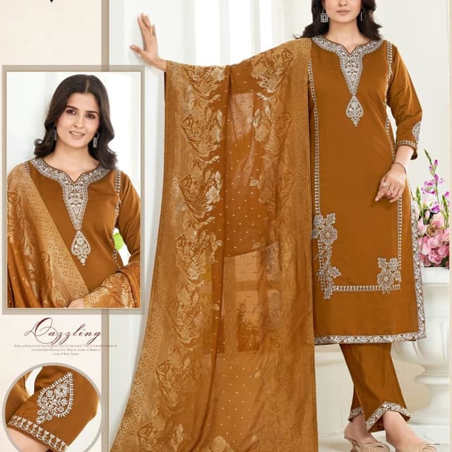 Mustard yellow and golden Salwar Kameez