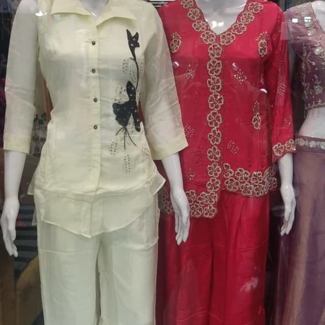 Ivory and Black Pajama Suit