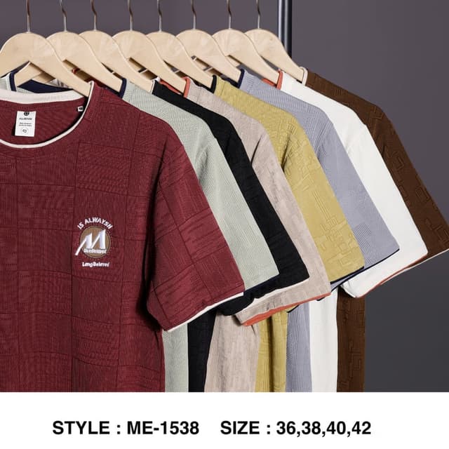 Various, including burgundy, light green, black, beige, yellow, gray, white, and brown. T-shirt