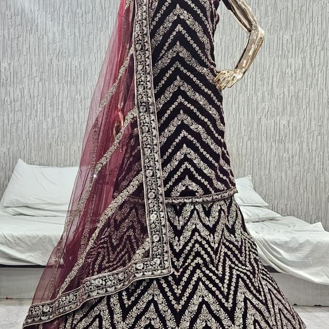 Maroon and Silver Lehenga Choli
