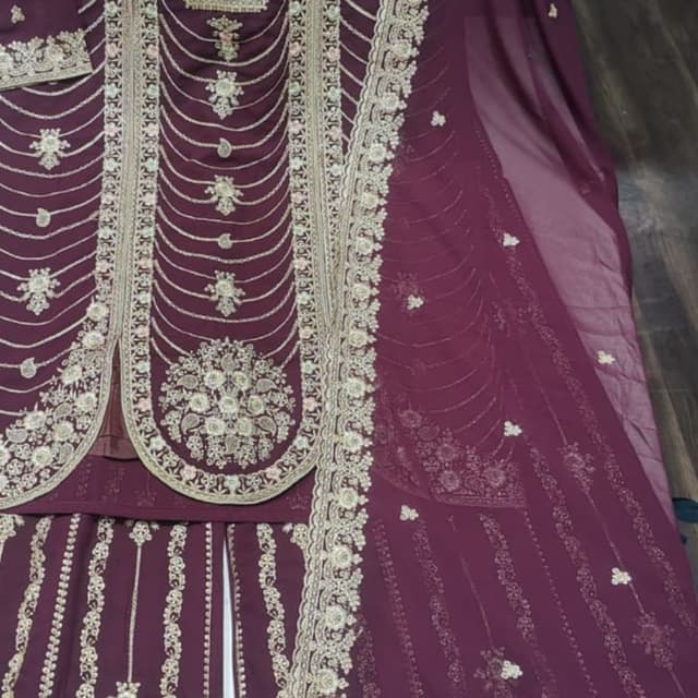Deep maroon with gold Anarkali Suit