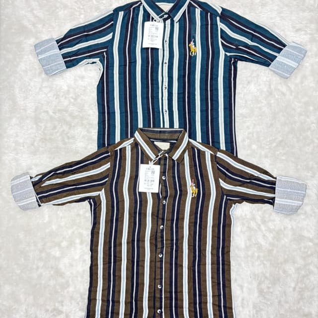 Blue, brown, white, and a touch of gray Shirt