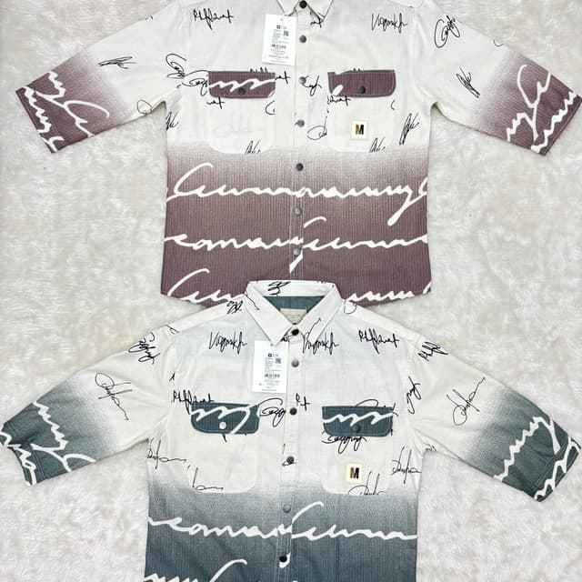 White, Brown, Green Shirt