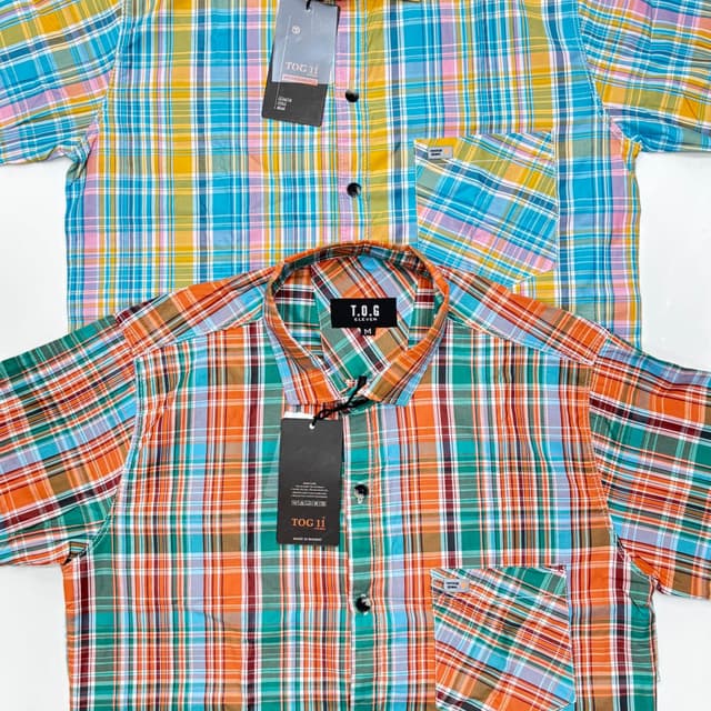 Orange, green, blue, yellow, and red plaid Shirt