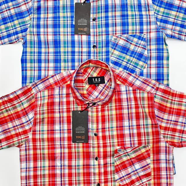 Red, Blue, Yellow, and White Plaid Shirt