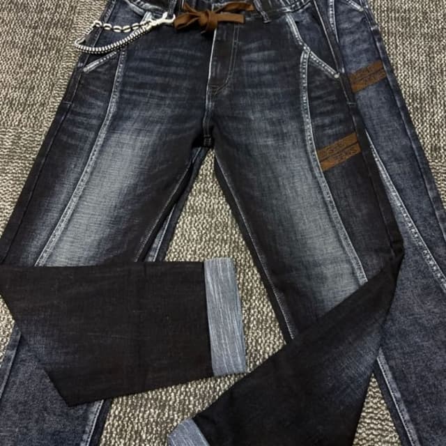Dark Blue, Gray Jeans