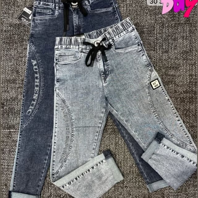 Various shades of blue and gray Jeans