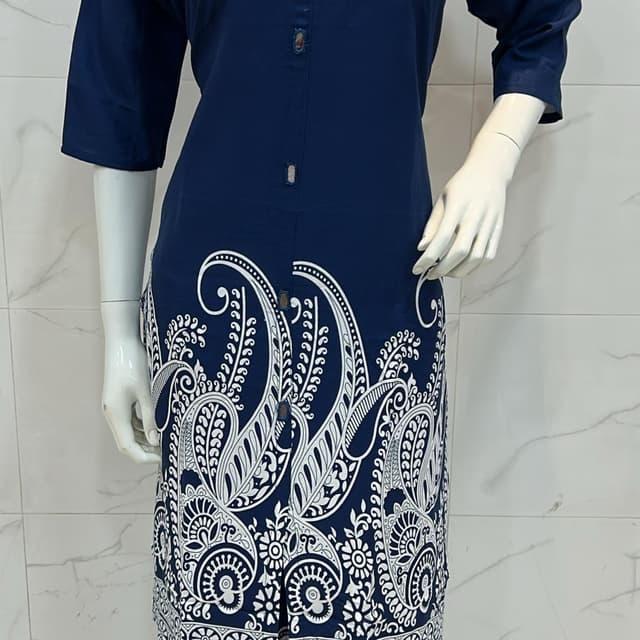 Navy Blue and White Kurti