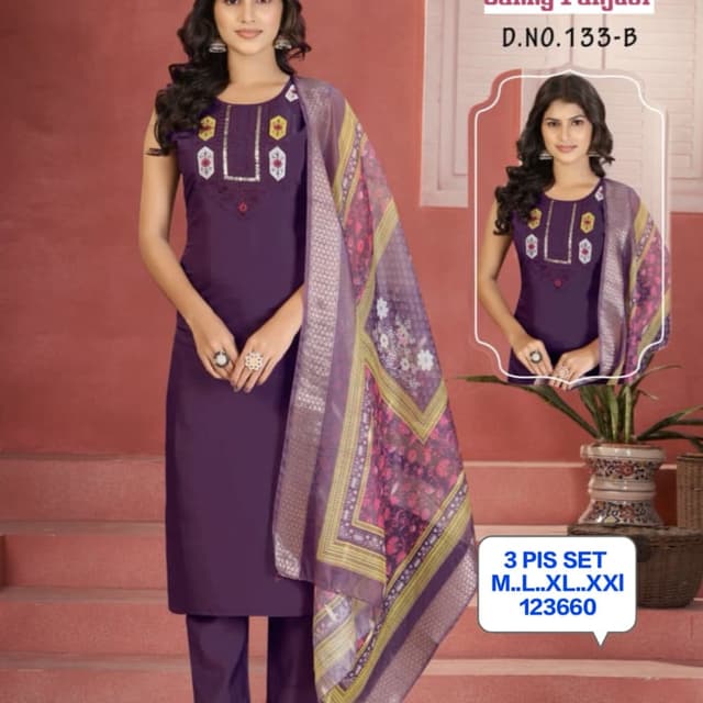 Purple, pink, yellow Salwar Kameez