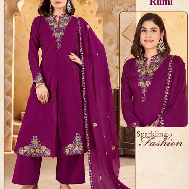 Purple with Green and Gold accents Salwar Kameez