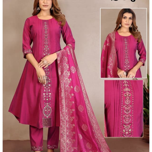 Magenta, Silver Salwar Kameez