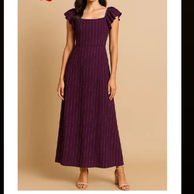 Deep purple with metallic silver pinstripes Dress