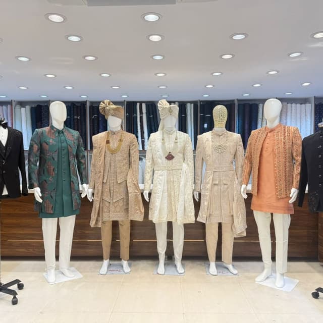 Various - Green, Beige, Off-White, Orange, Black Sherwani, Kurta, Jacket, Trousers, Turbans