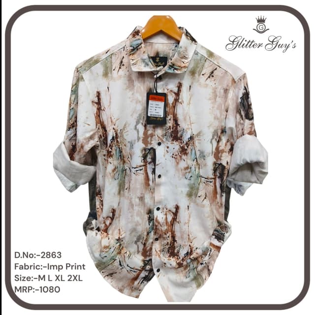 Brown, White, Green, and Cream Shirt