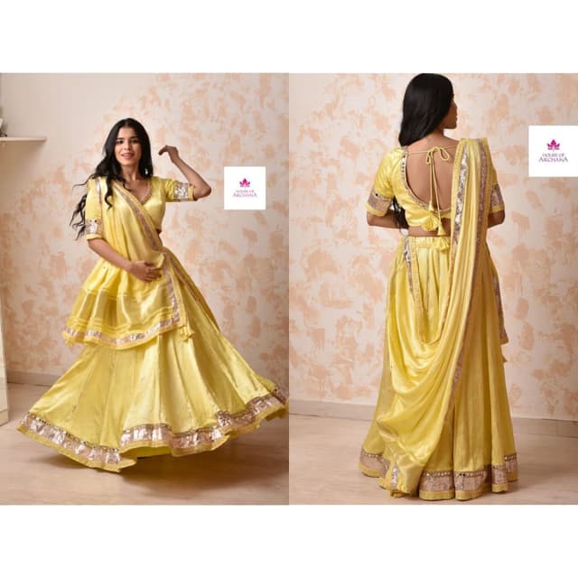 Yellow, Silver Lehenga Choli