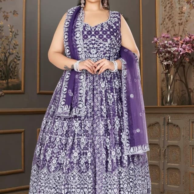 Purple and White Lehenga Choli