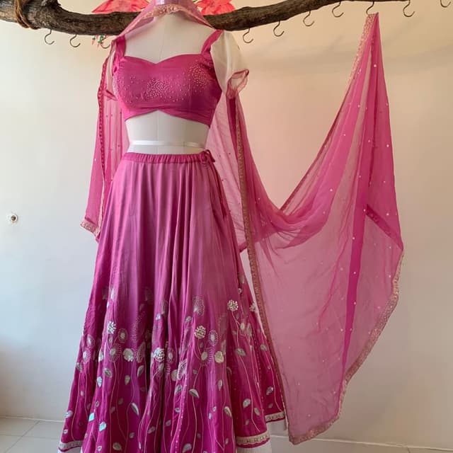 Pink, White, and Gold Lehenga Choli
