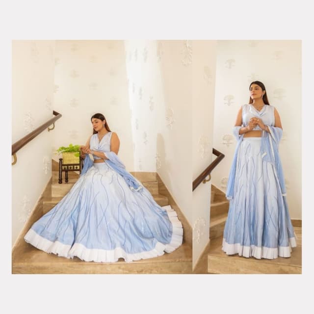 Light Blue and White Lehenga Choli