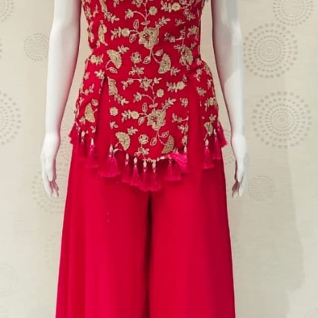 Red and Gold Palazzo Suit