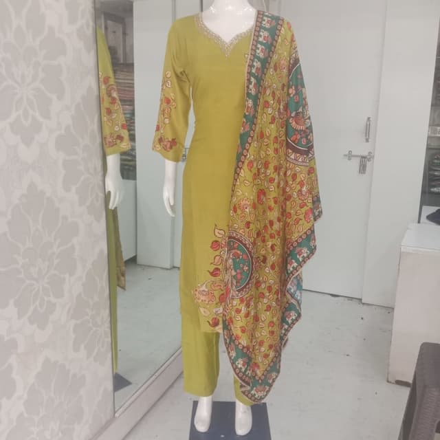 Olive Green, Red, Green, Cream, Brown Salwar Kameez