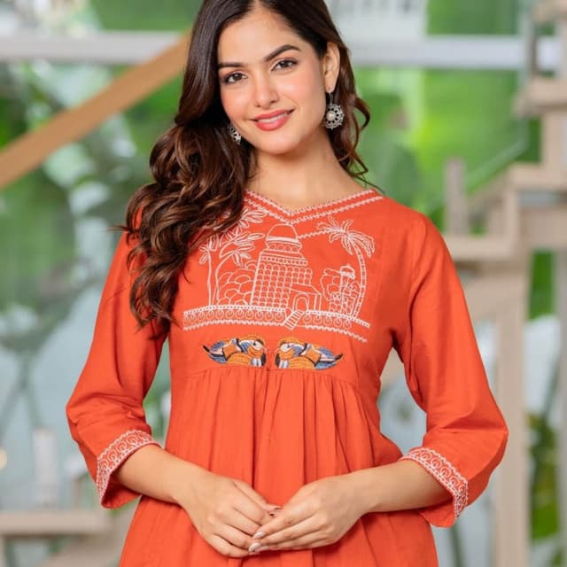 Orange and White Kurti