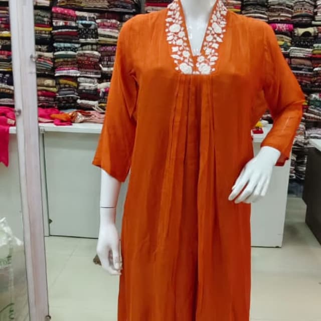 Orange with White Dress