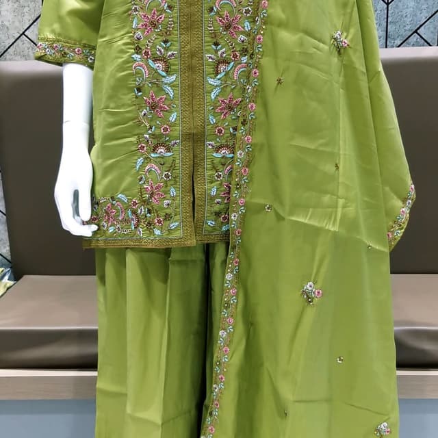 Green, Pink, Blue Salwar Kameez