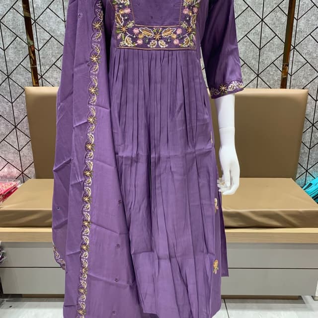 Purple, Gold, Pink, Green Kurta with Dupatta