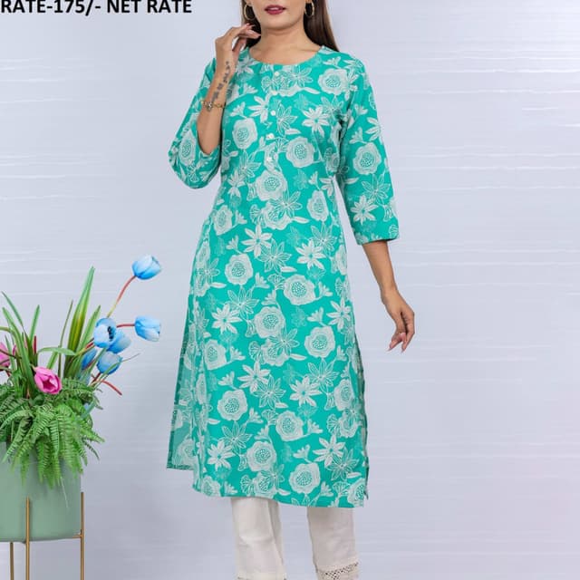 Teal and White Kurta