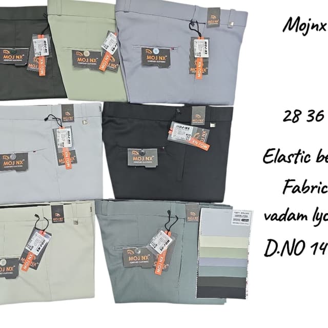 Various shades of Grey, Green, and Black Trousers