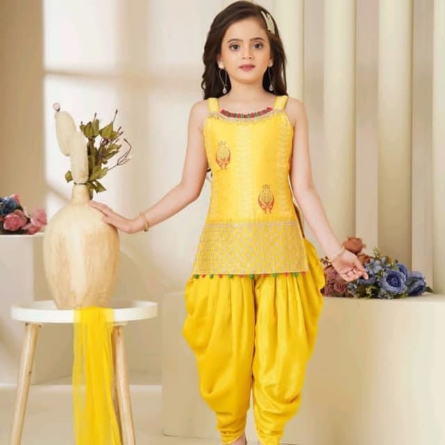 Yellow, Red, Green, and Gold Salwar Kameez