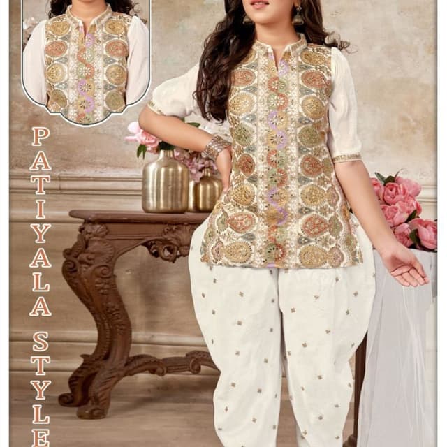 Ivory, Gold, and various pastel shades like Lavender and Peach Patiala Suit