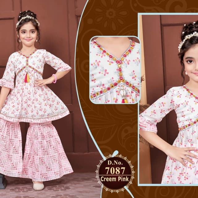 White and Pink Sharara Suit