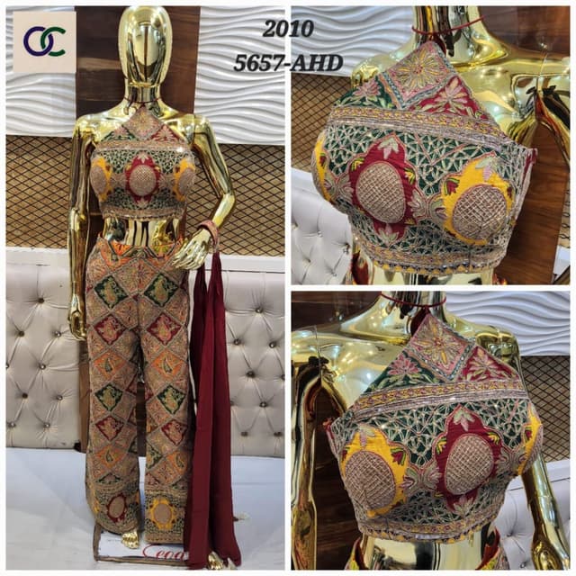 Red, Yellow, Green, Gold Jumpsuit and Blouse